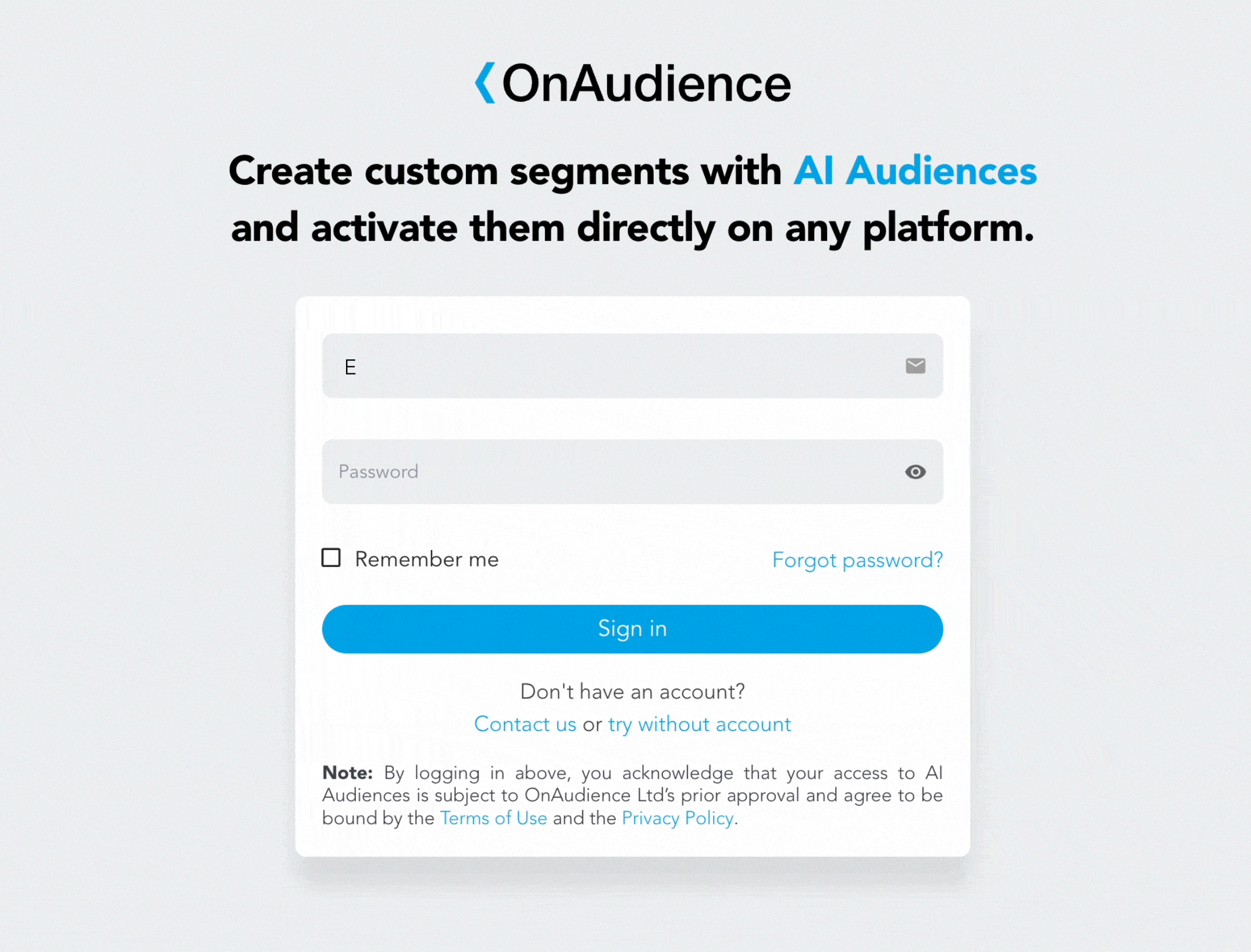 Account creation and sign in